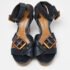 Chloe Navy Blue Leather Buckle Detail Wedge Platform Ankle Wrap Sandals Size 38 - Image 3