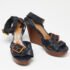 Chloe Navy Blue Leather Buckle Detail Wedge Platform Ankle Wrap Sandals Size 38 - Image 4