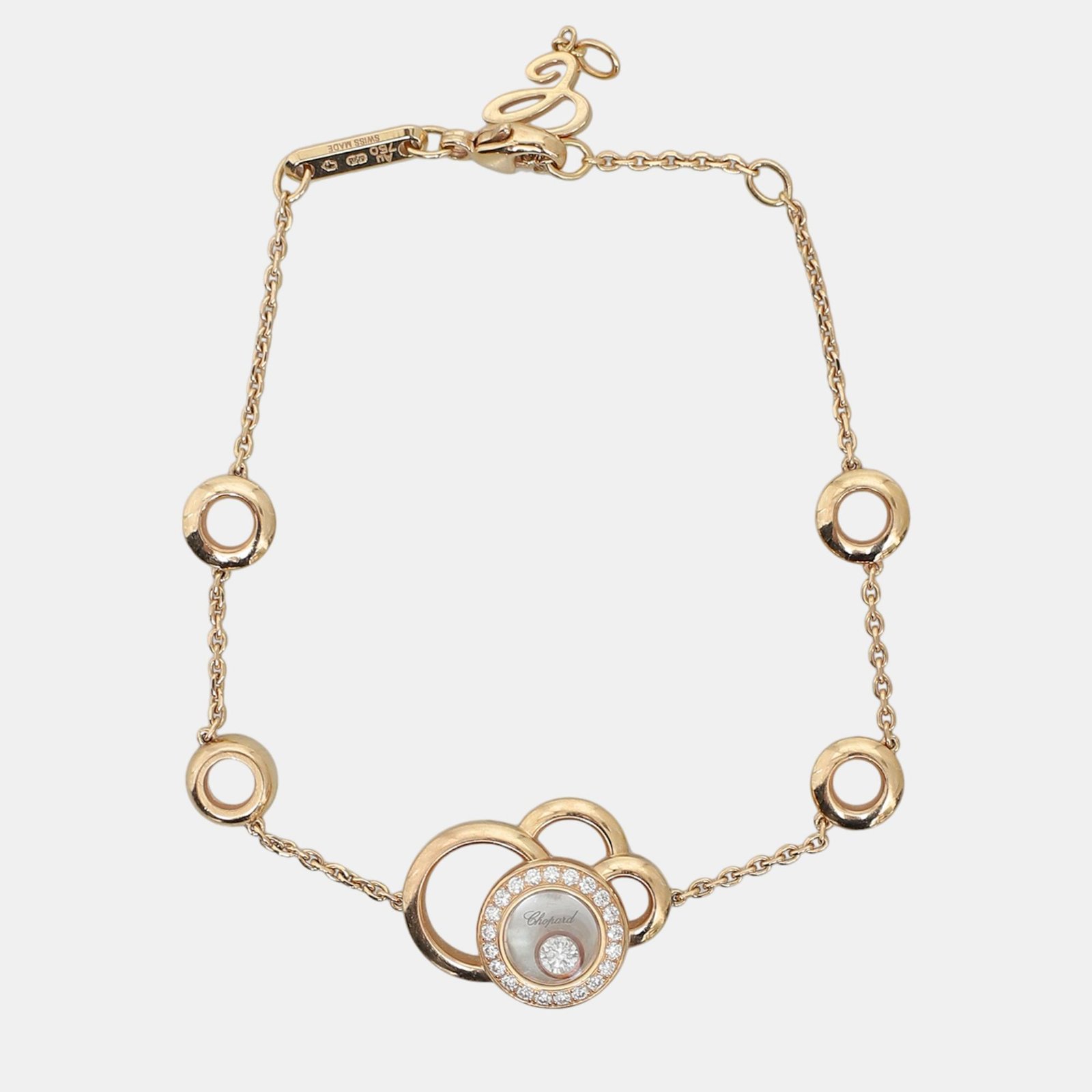 luxury-women-chopard-used-fine-jewelry-p1054882-002 Chopard 18K Rose Gold and DiamondHappy Dreams Bracelet - Image 1