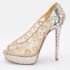 Christian Louboutin Python and Mesh Rings Pierce 140 Peep Toe Platform Pumps Size 38