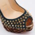 Christian Louboutin Multicolor Suede and Calfhair Lady Peep-Toe Spikes Platform Pumps Size 36 - Image 8