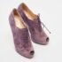 Christian Louboutin Purple Suede Peep Toe Lace Up Booties Size 35.5 - Image 4