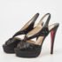 Christian Louboutin Black Shimmery Fabric Fortuna Sandals Size 37.5 - Image 2