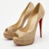 Christian Louboutin Two Tone Python Embossed Leather Lady Peep Pumps Size 39.5 - Image 2