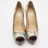 Christian Louboutin Two Tone Python Graffiti Print Lady Peep Pumps Size 40 - Image 3