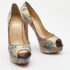 Christian Louboutin Two Tone Python Graffiti Print Lady Peep Pumps Size 40 - Image 4