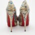 Christian Louboutin Two Tone Python Graffiti Print Lady Peep Pumps Size 40 - Image 5