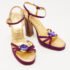 D&G Purple /Gold Leather Crystal Embellished Ankle Strap Block Heel Sandals Size 36 - Image 4