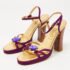 D&G Purple /Gold Leather Crystal Embellished Ankle Strap Block Heel Sandals Size 36 - Image 2
