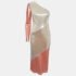 Diane Von Furstenberg Off-White/Light Orange Sequined Silk One Shoulder Midi Dress S