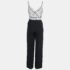 Diane Von Furstenberg Black/White Logo Print Crepe & Silk Wide Leg Back Tie Detail Strappy Jumpsuit XXS - Image 2