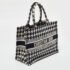 Dior Black/White Embroidered Macro Houndstooth Canvas Medium Book Tote - Image 3