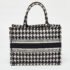 Dior Black/White Embroidered Macro Houndstooth Canvas Medium Book Tote - Image 4