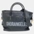 Dior Black  Leather Logo Studs Tote  Bag