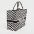Dior Black/White Checkered Embroidered Canvas Large Book Tote - Image 3