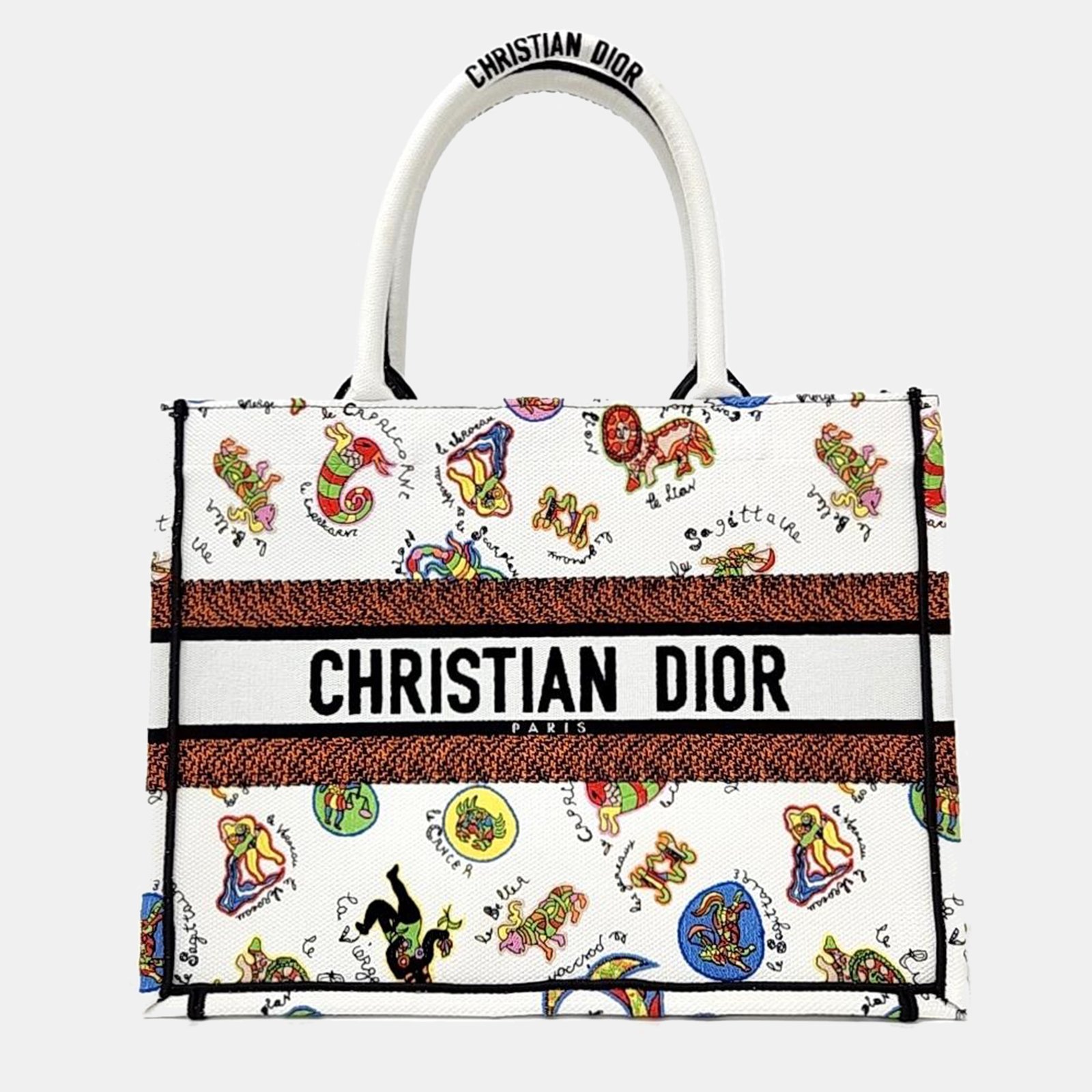 luxury-women-dior-used-handbags-p980273-005 Dior White/Multicolor Canvas Book Tote Bag - Image 1