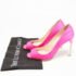 Dior Fuchsia Pink Canvas Flare Heel Peep Toe Pumps Size 37.5 - Image 9