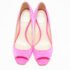 Dior Fuchsia Pink Canvas Flare Heel Peep Toe Pumps Size 37.5 - Image 3