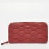 DKNY Red Quilted Leather Zip Around Compact Wallet