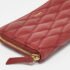 DKNY Red Quilted Leather Zip Around Compact Wallet - Image 9