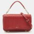 DKNY Red Pinstripe Quilted Leather Gansevoort Top Handle Bag
