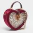 Dolce & Gabbana Burgundy Velvet & Snakeskin Crystal My Heart Box Top Handle Bag - Image 3