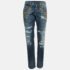 Dolce & Gabbana Navy Blue Ripped Denim Crystal Embellished Jeans L Waist 33"