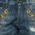 Dolce & Gabbana Navy Blue Ripped Denim Crystal Embellished Jeans L Waist 33" - Image 3