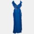 Elie Saab Blue Lace Trim Georgette Ruffled Gown S - Image 2