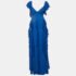 Elie Saab Blue Lace Trim Georgette Ruffled Gown S