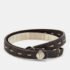 Fendi Selleria Silver Tone Cuff & Metallic Leather Double Wrap Bracelet - Image 2