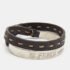 Fendi Selleria Silver Tone Cuff & Metallic Leather Double Wrap Bracelet - Image 3