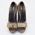 Fendi Metallic Gold Brocade Fabric Deco Peep Toe Bow Platform Pumps Size 37.5 - Image 3
