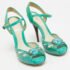 Fendi Turquoise Snake Embossed Slingback Platform Sandals Size 37 - Image 4