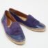 Giorgio Armani Blue Croc Embossed Leather and Suede Espadrille Flats Size 38 - Image 4