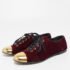 Giuseppe Zanotti Burgundy Velvet Lace Up Loafers Size 37 - Image 2