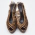 Giuseppe Zanotti Gold/Brown Leather Strappy Platform Sandals Size 39 - Image 3