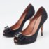 Giuseppe Zanotti Black Satin Bow Embellished Peep Toe Pumps Size 37.5 - Image 2
