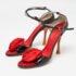 Giuseppe Zanotti Black/Red Patent Leather and Satin Rose Applique Sandals Size 37.5 - Image 2