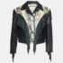 Gucci Black Python Embossed Fringed Leather Jacket M