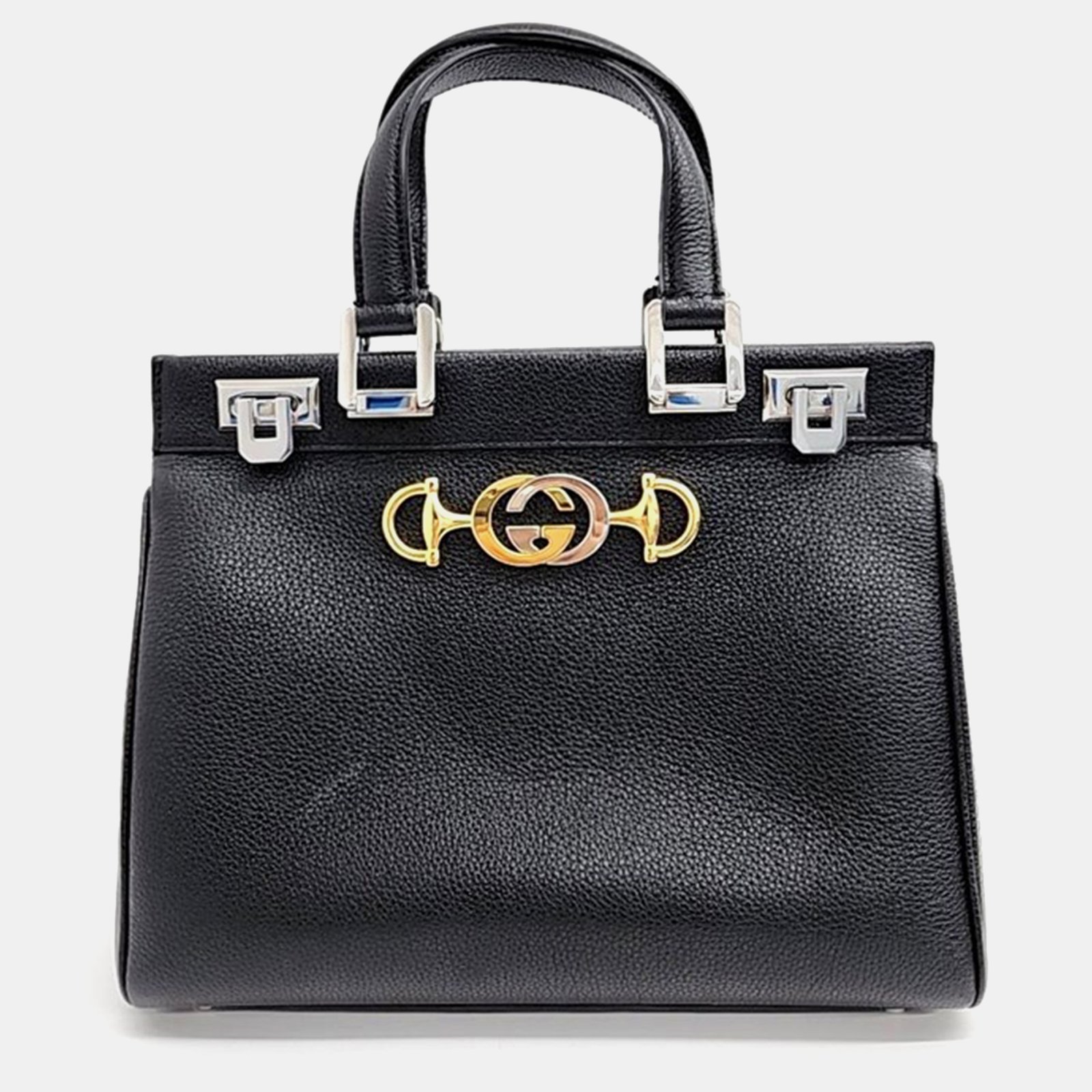 luxury-women-gucci-used-handbags-p949827-003 Gucci Black Leather Zumi Top Handle Small Bag - Image 1