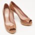 Gucci Brown Patent Leather Cork Platform Peep Toe Pumps Size 37.5 - Image 4
