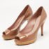 Gucci Brown Patent Leather Cork Platform Peep Toe Pumps Size 37.5 - Image 2