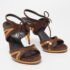 Gucci Brown/Gold Suede and Leather Ankle Tie Sandals Size 37.5 - Image 4