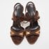 Gucci Brown/Gold Suede and Leather Ankle Tie Sandals Size 37.5 - Image 3