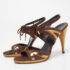 Gucci Brown/Gold Suede and Leather Ankle Tie Sandals Size 37.5 - Image 2