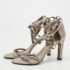 Gucci Grey Satin Crystal Embellished Ankle Wrap Sandals Size 37.5 - Image 2