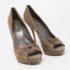 Gucci Grey Suede Double Bow Peep Toe Pumps Size 40.5 - Image 4