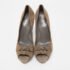 Gucci Grey Suede Double Bow Peep Toe Pumps Size 40.5 - Image 3