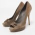 Gucci Grey Suede Double Bow Peep Toe Pumps Size 40.5 - Image 2